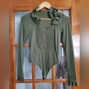 Wolford olive green bodysuit, s